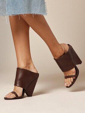 Chocolate Brown Funky Women's Round Toe  High Heel Sandal